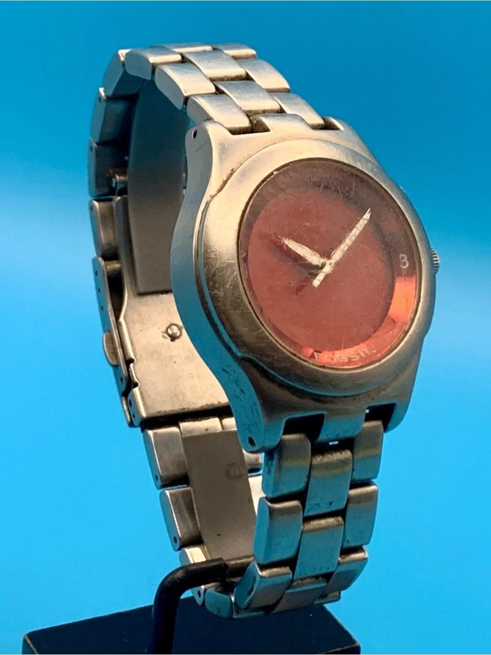 FOSSIL KALEIDO LI2092 University Of Oklahoma Men’s Vtg Wristwatch Works New Batt